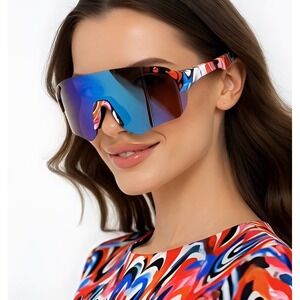 Women Activity Running‎ Glasses Graffiti Print Shield Visor Beach Fashion Lentes
